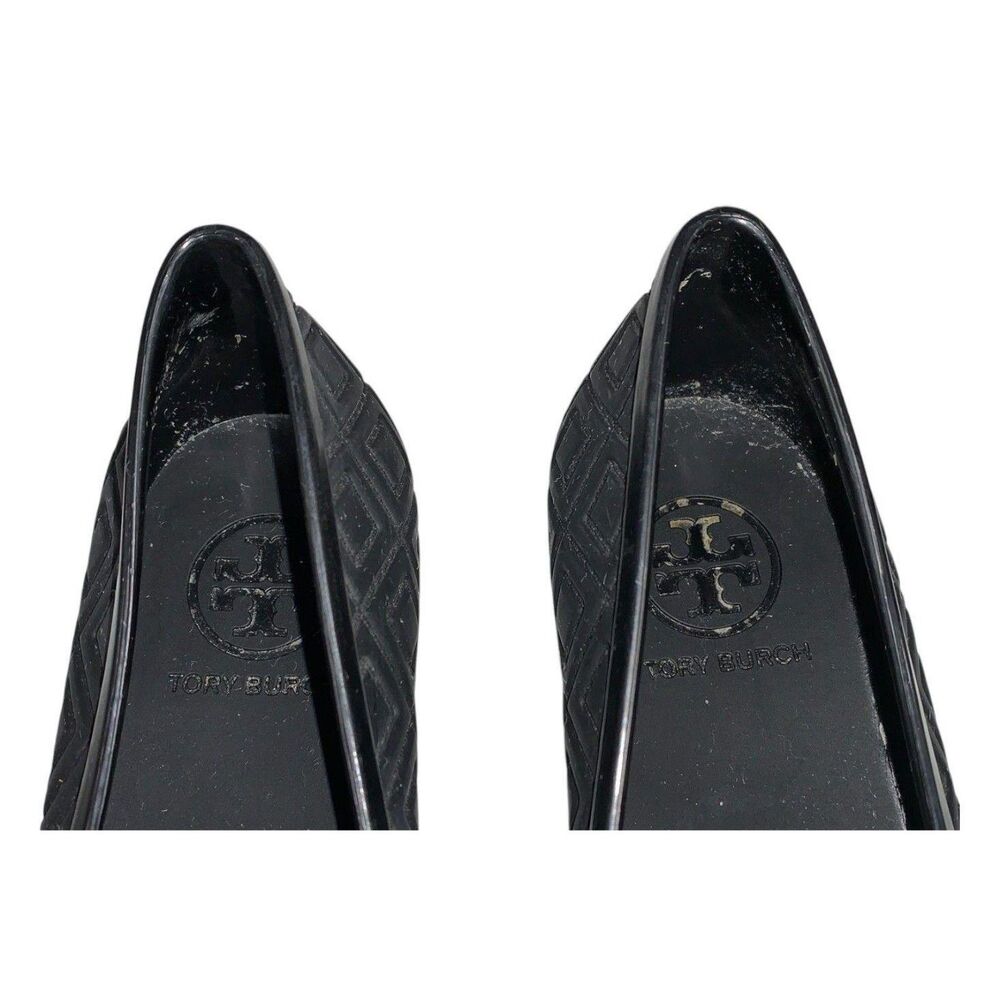 Women's Tory Burch Blossom Jelly Ballerina Flats Size 7 - Black - Picture 3 of 6